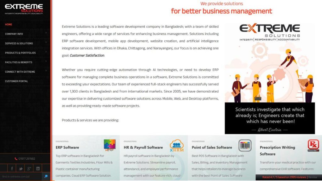 Extreme Solutions Homepage Screenshot