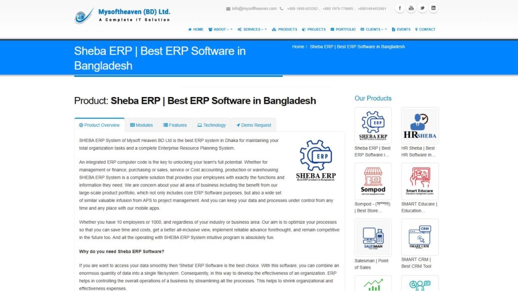 Mysoftheaven bd ltd Sheba ERP Screenshot