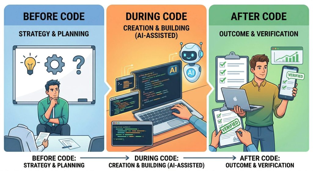 Before Code, During Code, After Code